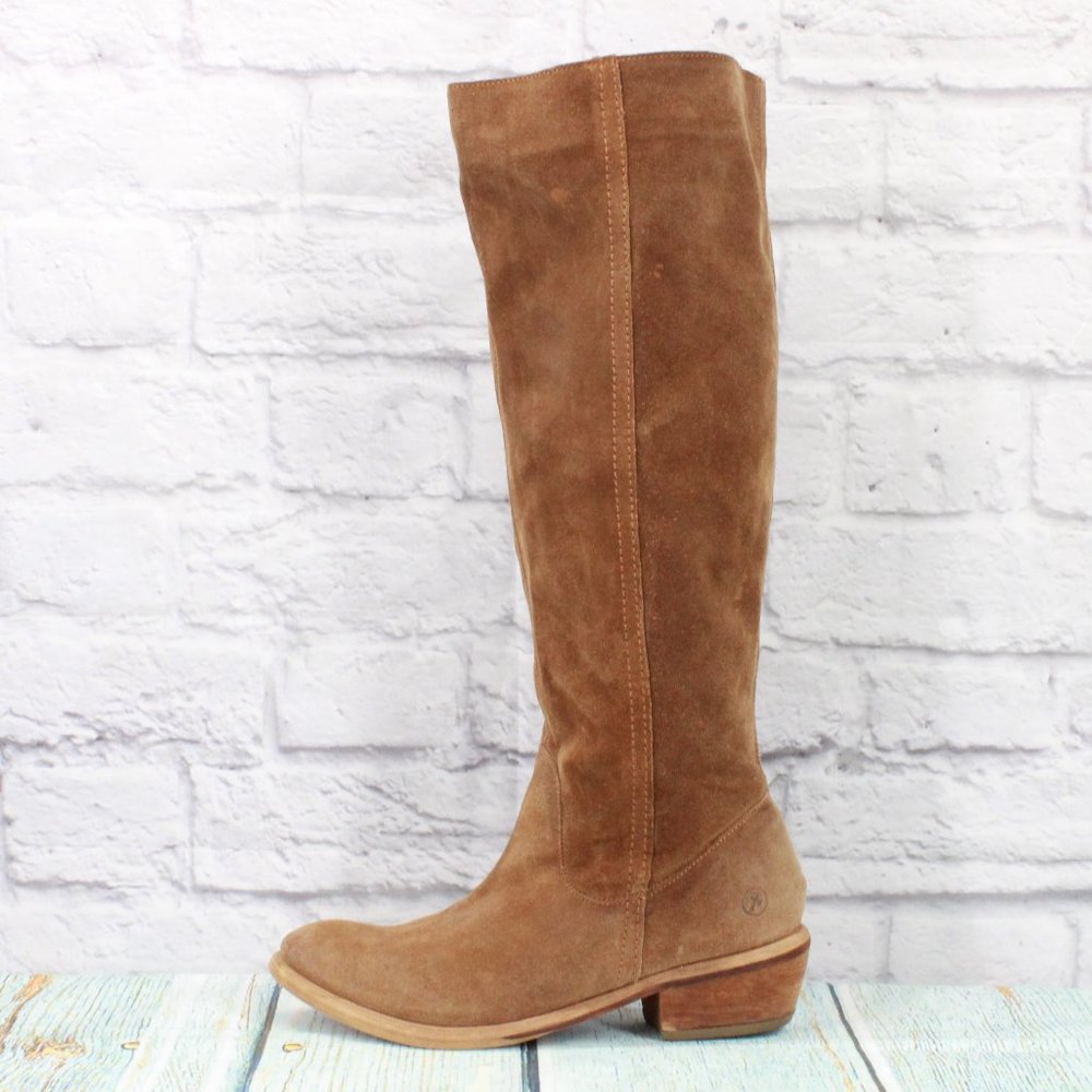 *Bronx Brown Leather Knee High Heeled Boots Size 37 - Picture 1 of 9